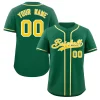 Custom Green Gold-White Classic Style Authentic Baseball Jersey