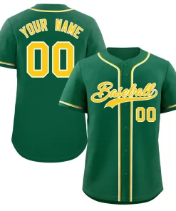 Custom Green Gold-White Classic Style Authentic Baseball Jersey