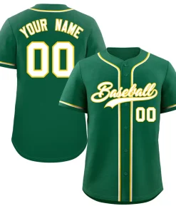 Custom Green White-Gold Classic Style Authentic Baseball Jersey