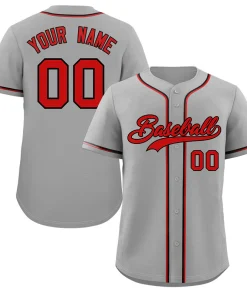 Custom Gray Red-Black Classic Style Authentic Baseball Jersey