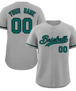 Custom Gray Aqua-Black Classic Style Authentic Baseball Jersey