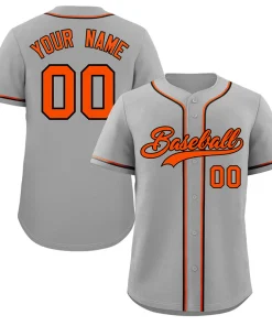 Custom Gray Orange-Black Classic Style Authentic Baseball Jersey
