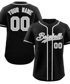 Custom Black Gray-White Classic Style Authentic Baseball Jersey