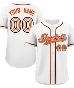 Custom White Orange-Black Classic Style Authentic Baseball Jersey
