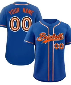 Custom Royal Orange-White Classic Style Authentic Baseball Jersey
