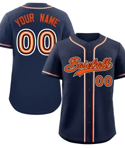Custom Navy Orange-White Classic Style Authentic Baseball Jersey