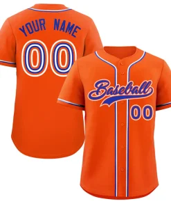Custom Orange Royal-White Classic Style Authentic Baseball Jersey