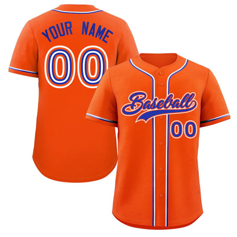 Custom Orange Royal-White Classic Style Authentic Baseball Jersey
