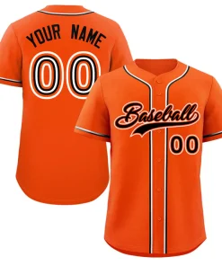 Custom Orange Black-White Classic Style Authentic Baseball Jersey