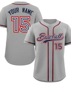 Custom Gray Navy-Red Classic Style Authentic Baseball Jersey