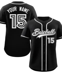 Custom Black White-Gray Classic Style Authentic Baseball Jersey