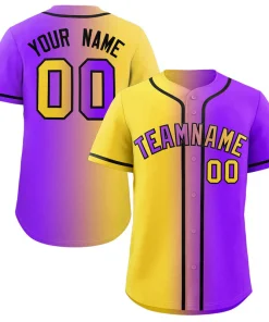 Custom Purple Yellow-Black Gradient Fashion Authentic Baseball Jersey