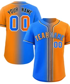 Custom Orange Powder Blue-Black Gradient Fashion Authentic Baseball Jersey