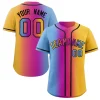 Custom Yellow Light Blue-Black Gradient Fashion Authentic Baseball Jersey