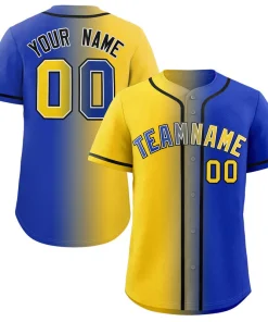 Custom Royal Yellow-Black Gradient Fashion Authentic Baseball Jersey