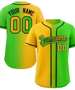 Custom Neon Green Yellow-Black Gradient Fashion Authentic Baseball Jersey