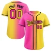 Custom Pink Yellow-Black Gradient Fashion Authentic Baseball Jersey