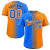 Custom Powder Blue Orange-Black Gradient Fashion Authentic Baseball Jersey