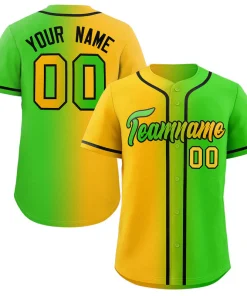 Custom Yellow Neon Green-Black Gradient Fashion Authentic Baseball Jersey