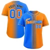 Custom Powder Blue Orange-Black Gradient Fashion Authentic Baseball Jersey