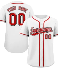 Custom White Red-Black Classic Style Authentic Baseball Jersey