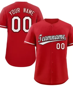 Custom Red White-Black Classic Style Authentic Baseball Jersey