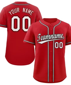 Custom Red White-Black Classic Style Authentic Baseball Jersey