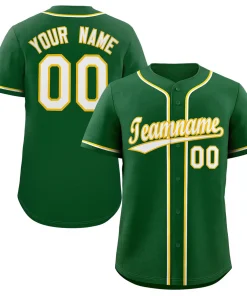 Custom Green White-Gold Classic Style Authentic Baseball Jersey