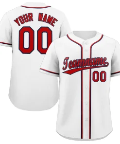 Custom White Red-Navy Classic Style Authentic Baseball Jersey