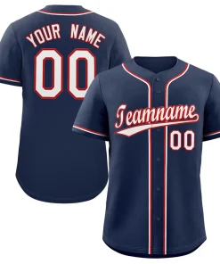 Custom Navy White-Red Classic Style Authentic Baseball Jersey