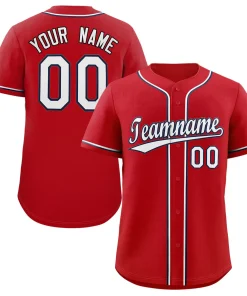 Custom Red White-Navy Classic Style Authentic Baseball Jersey