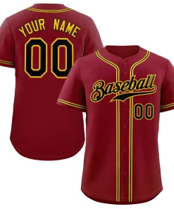 Custom Crimson Black-Gold Classic Style Authentic Baseball Jersey