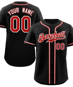 Custom Black Red-Gray Classic Style Authentic Baseball Jersey
