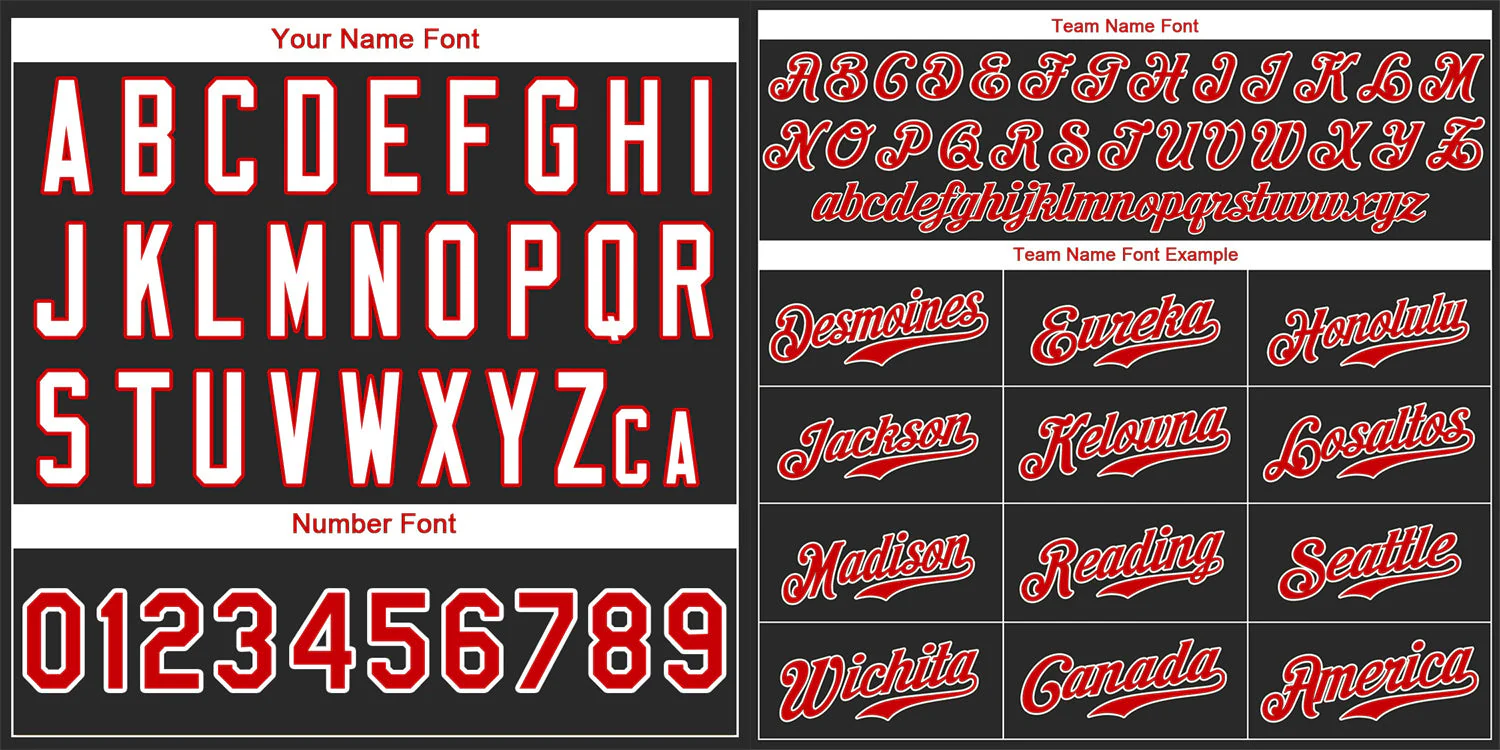 Custom Black Red-Gray Classic Style Authentic Baseball Jersey - Image 3