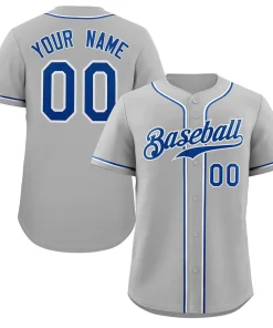 Custom Gray Royal-Cream Classic Style Authentic Baseball Jersey