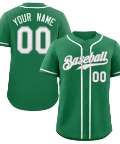 Custom Kelly Green White-Gray Classic Style Authentic Baseball Jersey