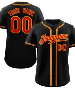 Custom Black Red-Orange Classic Style Authentic Baseball Jersey