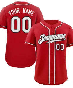 Custom Red White-Black Classic Style Authentic Baseball Jersey