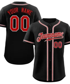 Custom Black Red-Gray Classic Style Authentic Baseball Jersey