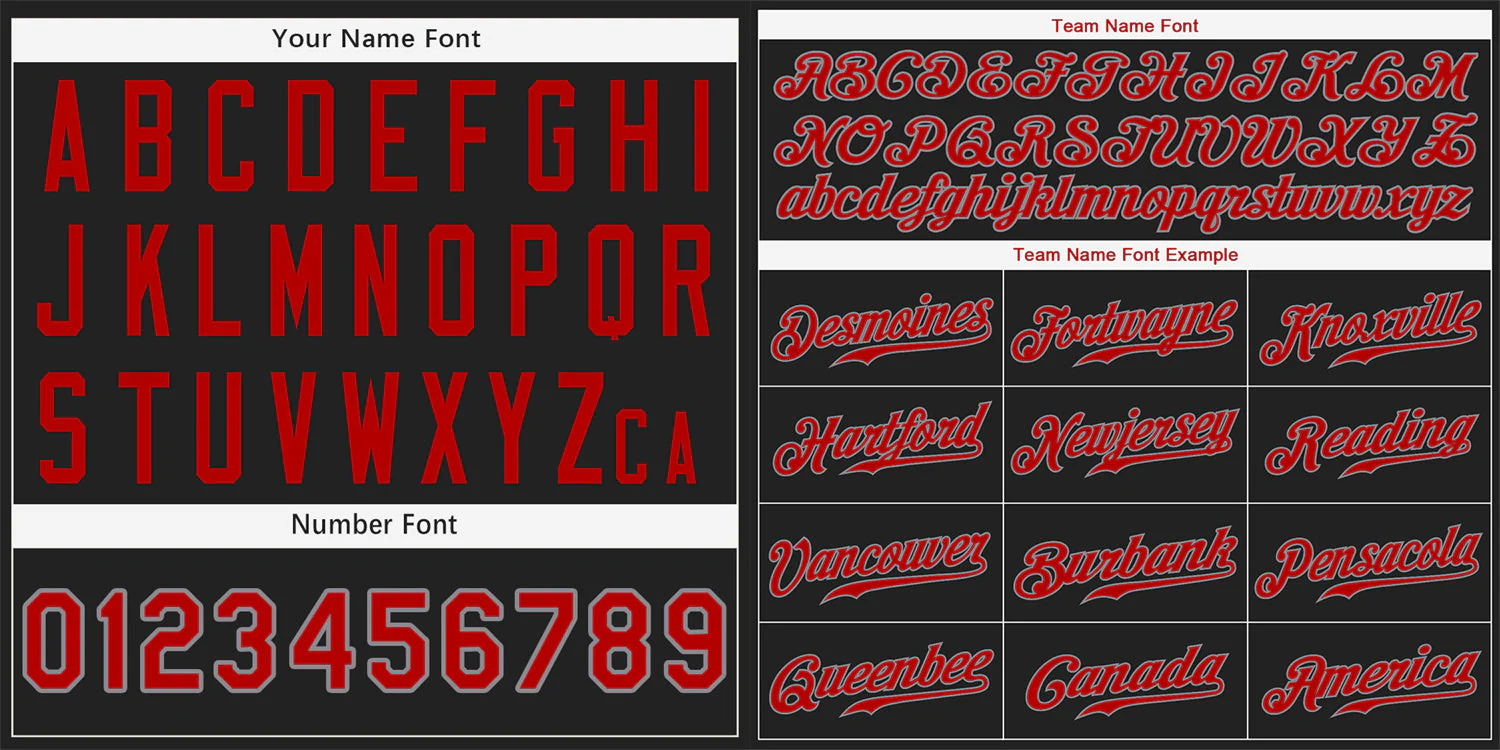 Custom Black Red-Gray Classic Style Authentic Baseball Jersey - Image 3