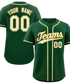 Custom Green White-Gold Classic Style Authentic Baseball Jersey