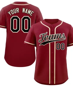 Custom Crimson Black-Cream Classic Style Authentic Baseball Jersey