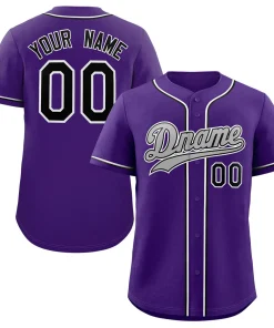 Custom Purple Gray-White Classic Style Authentic Baseball Jersey