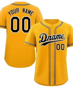 Custom Yellow Black-White Classic Style Authentic Baseball Jersey