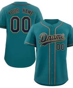 Custom Aqua Royal-Old Gold Classic Style Authentic Baseball Jersey