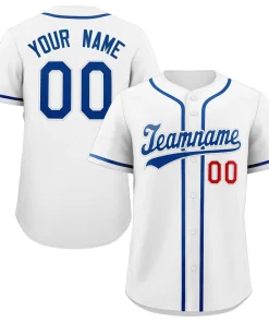 Custom White Royal-Red Classic Style Authentic Baseball Jersey