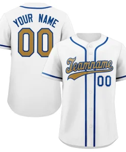 Custom White Old Gold-Royal Classic Style Authentic Baseball Jersey