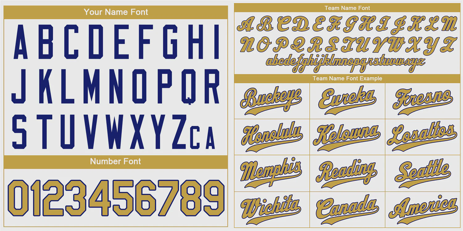 Custom White Old Gold-Royal Classic Style Authentic Baseball Jersey - Image 3