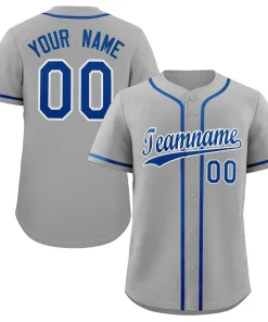 Custom Gray Royal-White Classic Style Authentic Baseball Jersey