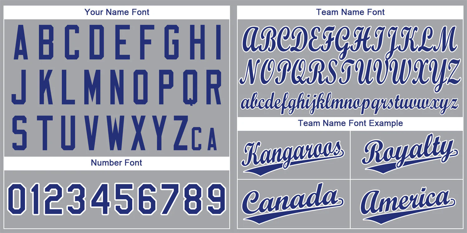 Custom Gray Royal-White Classic Style Authentic Baseball Jersey - Image 3